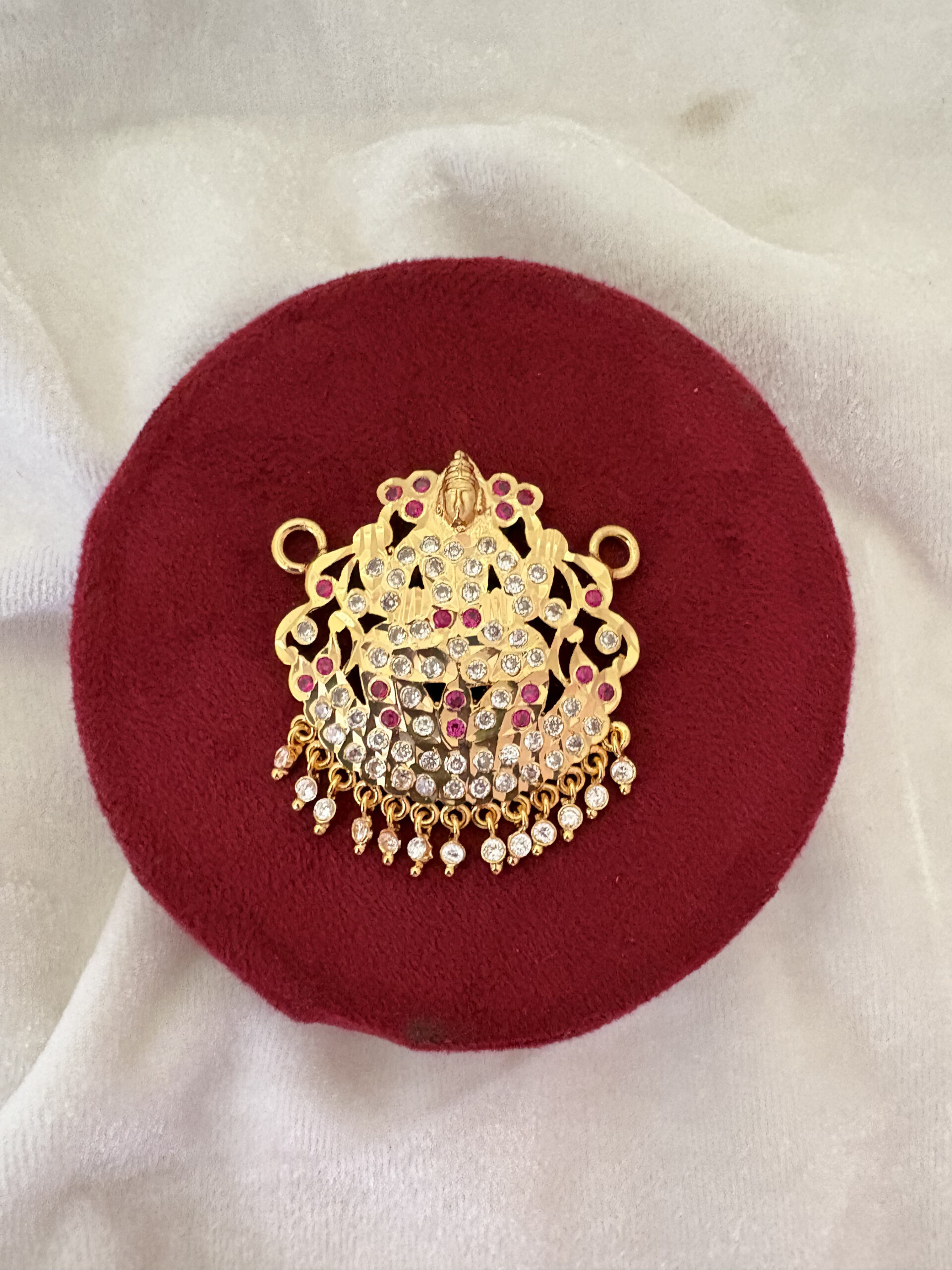 Divine Lakshmi Dollar Pendant – 91-Stone Gold Finish